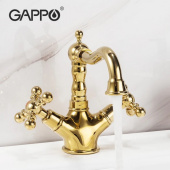Смеситель для раковины Gappo G1389-6 золото 
