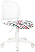 Кресло детское Бюрократ CH-W296NX белый TW-15 сиденье мультиколор красные губы сетка/ткань крестов. пластик белый