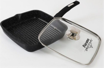 МЕЧТА С68802 Гранит black несъемная ручка стеклянная крышка