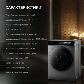 Стиральная машина HYUNDAI WFE9230 Dark Gray