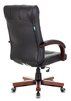 Кресло руководителя Бюрократ KB-10WALNUT/B/LEATH черный кожа крестовина дерево