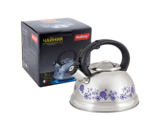 MALLONY Чайник из нерж. стали MAL-0417B с рисунком, меняющим цвет (3,0 литра, со свистком, капсульно