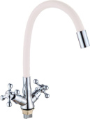 GOTA ROCIO G095531-GOTA Barcelona Смеситель д/кухни с 2-мя рукоятками с высоким силиконовым изливом, креп. гайка белый