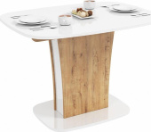 BONMEBEL Bergamo Стол-трансформер-2 (овальный) бунратти/эмаль белый глянец (2 пак.)