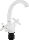 BRIMIX 4409 Смеситель для кухни, металлокерамика, из высокопрочного АБС пластика, ручка КРЕСТ, цвет БЕЛЫЙ.