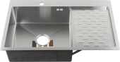 FABIA PROFI 80503L Мойка врезная 80х50см ЛЕВАЯ толщина 3,0х0,8мм, глубина 200мм+ большой сифон с переливом+корзина