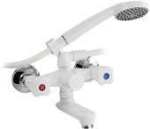 BRIMIX 4401 Смеситель в ванную короткий излив, металлокерамика, с шаровым переключением, из высокопрочного пластика АБС - БЕЛЫЙ