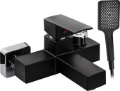 BRIMIX 5574 Смеситель в ванную, короткий излив, шаровый, из высокопрочного пластика АБС, ЧЕРНЫЙ, поворотный дивертор , квадратный корпус .