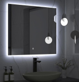 САНАКС 45249 Зеркало 800 х 700 мм, сенсорное, с внутренней LED подсветкой, безрамочное, с ореольным свечением