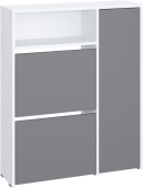 МЕБЕЛЬ-КОМПЛЕКС ЛАЙТ Обувница 2 секц с дверкой Белый / Серый шифер (1 кор.)