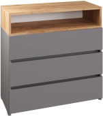 МЕБЕЛЬ-КОМПЛЕКС НОВА Комод 3 ящика Серый Шифер/Дуб крафт золотой (1 кор.)