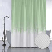 САНАКС 05-05 Штора с рельефным теснением, принт ПЕРЕХОД - САЛАТОВЫЙ, в ванную комнату, без колец, полиэстер/микрофибра, 180х180 см
