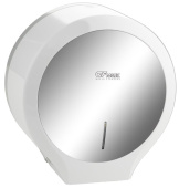 GFMARK 918 Диспенсер для туалетной бумаги-барабан ПРЕМИУМ, пластиковый, БЕЛЫЙ с ЗЕРКАЛОМ, с ключем