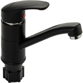 BRIMIX 5691 Смеситель для раковины, кухонной мойки шаровый, с поворотным изливом 15 см, из высокопрочного АБС пластика, цвет ЧЕРНЫЙ