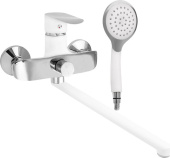 GFMARK 5270 Смеситель в ванную шаровый с дивектором на корпусе комбинированный с белой эмалью