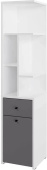 МЕБЕЛЬ-КОМПЛЕКС ЛАЙТ Стеллаж угловой с дверкой и ящиком Белый / Серый шифер/МК (1 кор.)