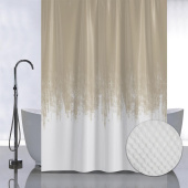 САНАКС 05-03 Штора с рельефным теснением, принт ПЕРЕХОД - БЕЖЕВЫЙ, в ванную комнату, без колец, полиэстер/микрофибра, 180х180 см