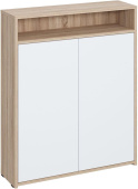 МЕБЕЛЬ-КОМПЛЕКС ЛАЙТ Тумба для обуви 2-х дверная с полками Дуб Сонома / Белый (1 кор.)