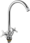СЕРП и МОЛОТ 3706 Смеситель кухонный с белыми вставками металлокерамика