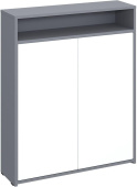 МЕБЕЛЬ-КОМПЛЕКС ЛАЙТ Тумба для обуви 2-х дверная с полками Серый шифер / Белый (1 кор.)
