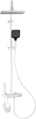 BRIMIX 30511 Смеситель + стойка душевая ''тропический душ'' с двумя душевыми лейками и гигиеническим душем, широкий корпус из АБС пластика с клавишным управлением, цвет БЕЛЫЙ