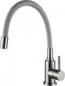 АНТЕЙ 511520-ANT Дюна Смеситель д/кухни шар. с выс. силиконовым изливом серый нерж.сталь d35мм