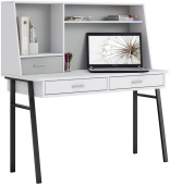 POLINI Стол письменный kids Aviv 1455 с надстройкой и ящиками белый/белый-серый (4 кор.)