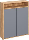 МЕБЕЛЬ-КОМПЛЕКС ЛАЙТ Тумба для обуви 2-х дверная с полками Дуб золотой крафт / Серый шифер (1 кор.)