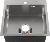 FABIA PROFI 50503 Мойка врезная 50х50см толщина 3,0х0,8мм, глубина 200мм+ большой сифон с переливом+корзина