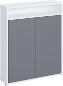 МЕБЕЛЬ-КОМПЛЕКС ЛАЙТ Тумба для обуви 2-х дверная с полками Белый / Серый шифер (1 кор.)