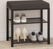 ЗМИ Банкетка Торонто 13S (TORONTO 13S banquet&shoes) цвет каркаса черный, цвет сиденья серый БТ13СЧС